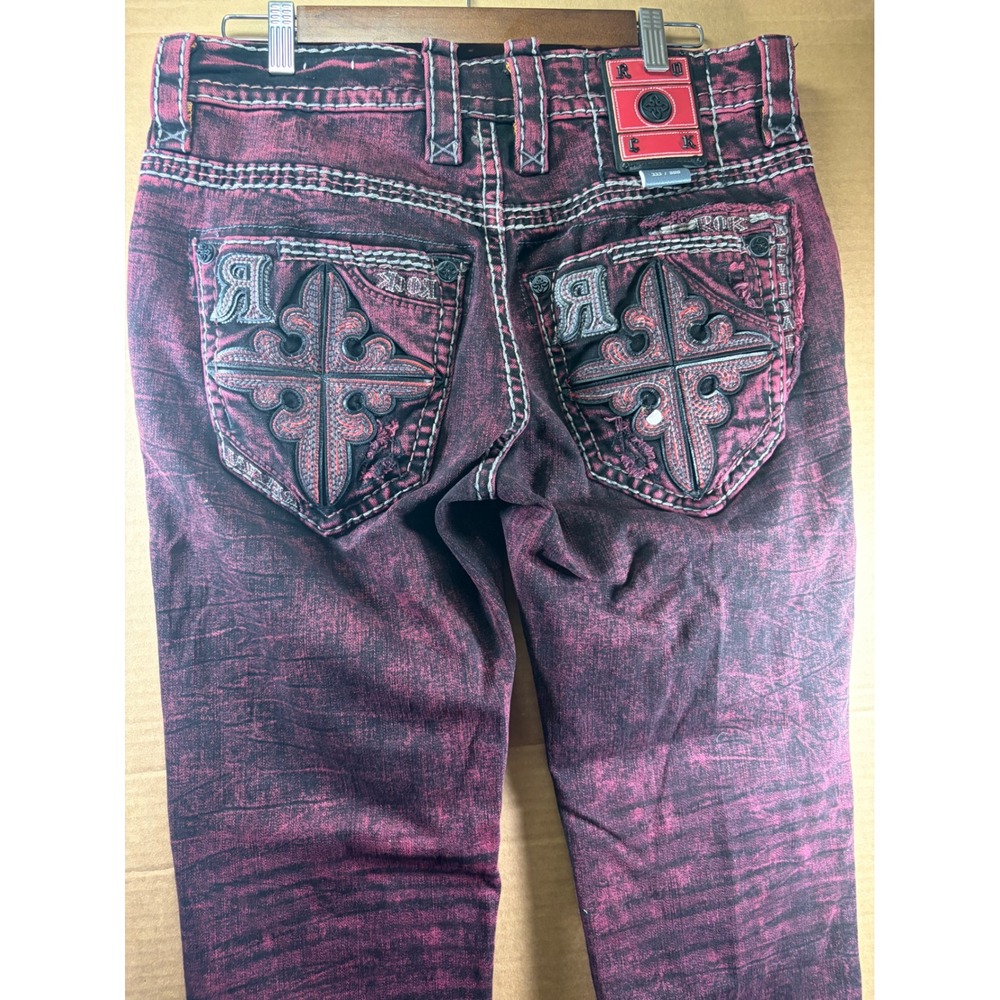 Rock Revival Vilute Collector's Edition 333/800 Jeans Mens 32x26 Black Magenta